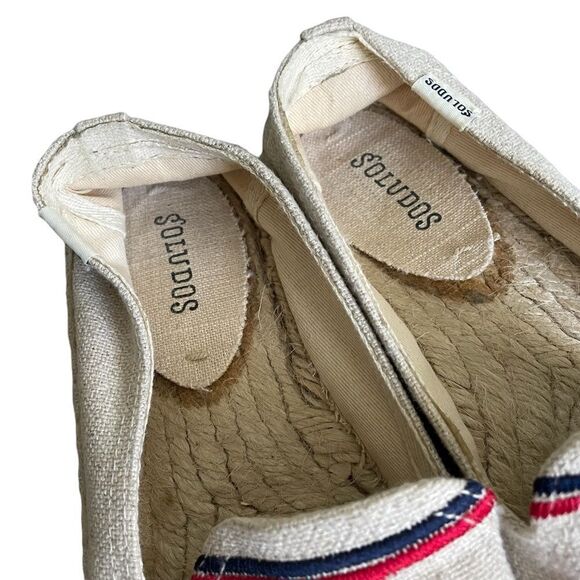 SOLUDOS Cream Slip-On Embroidered Espadrilles Smoking Slippers Sandals Loafers 8 - Picture 11 of 12